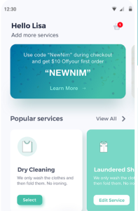 Laundry Mobile App Interface